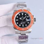 Clean Factory Swiss 3135 Replica Rolex Submariner Orange Bezel Watch 40mm for Men
